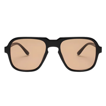 Óculos de sol feminino Rosa Coral Messina, armação Preta e lente Marrom – estilo sofisticado e proteção UVA e UVB 400 para os olhos.